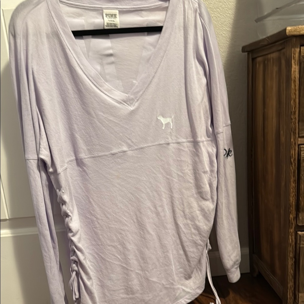 PINK Victoria's Secret Purple Relaxed Side Tie Long Sleeve Tee